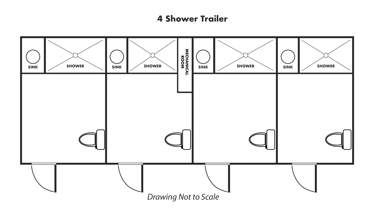 VIP 4 Shower - 4 Station Shower Trailer Rental